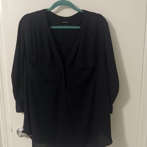 Navy blue, shear, 3/4 sleve blouse.
